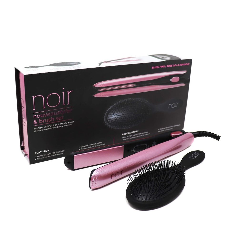 Noir Nouveau Flat Iron Styler and Brush Set